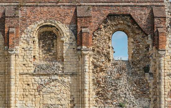 A view of the stone wall ruins at St Augustine's Abbey.