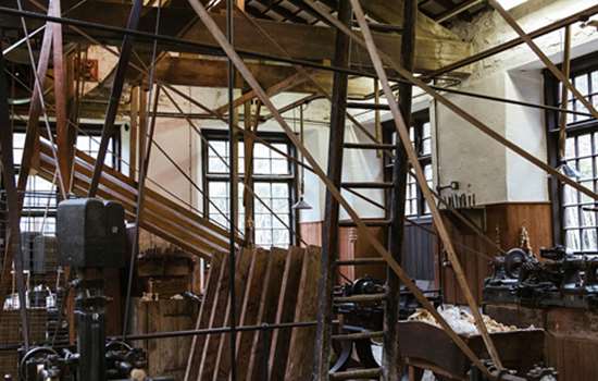 The interior workshop at Stott Park Bobbin Mill.